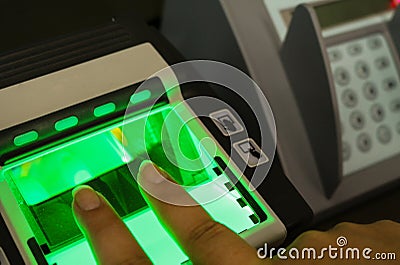 Biometric fingerprint scanner Stock Photo