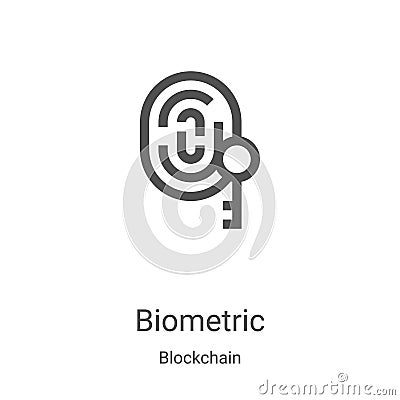 biometric icon vector from blockchain collection. Thin line biometric outline icon vector illustration. Linear symbol for use on Vector Illustration