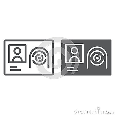 Biometric id card line and glyph icon, technology and identity, fingerprint sign, vector graphics, a linear pattern on a Vector Illustration