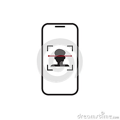 Biometric Identification Smart Phone Scanning Person, Face Recognition System Concept Vector Illustration