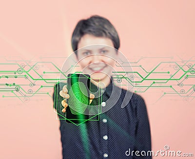 Biometric identity approval, modern technology concept. Future of security and password control Stock Photo