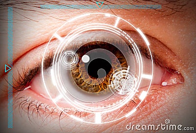 Biometric iris scan security screening Stock Photo