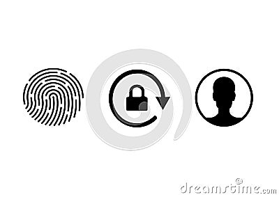 Biometric lock with fingerprint identification of a person. Vector Illustration