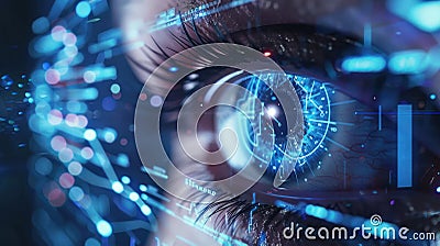 a biometric security device with an iris scan interface, highlighting advanced Stock Photo
