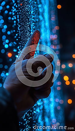 Biometric Security Hand Using Fingerprint Scan For Accessing Secured Business Network Stock Photo