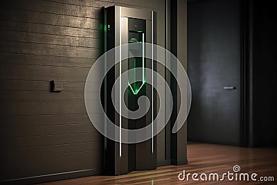 biometric security scanner on a sleek door Stock Photo