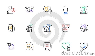 Biometric security, Yummy smile and User notification line icons for website, printing. For design. Vector Vector Illustration