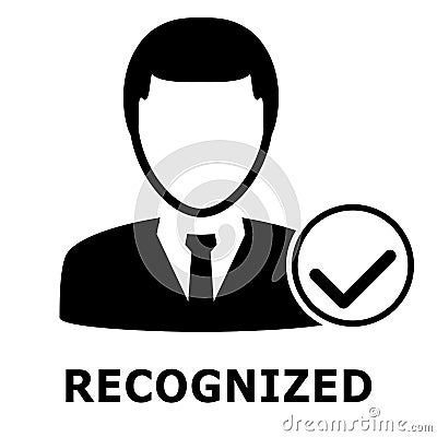 Biometrical identification. Face recognition. Simple icon. Vector Illustration