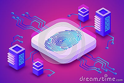 Biometrics blockchain technology vector illustration Vector Illustration