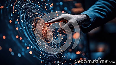 Biometric fingerprint scan for secure identification and access control in the digital future Stock Photo