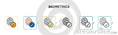 Biometrics vector icon in 6 different modern styles. Black, two colored biometrics icons designed in filled, outline, line and Vector Illustration
