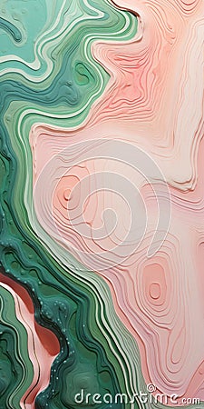 Biomorphic Abstraction: Ocean And Sea With Green And Pink Ridges Stock Photo