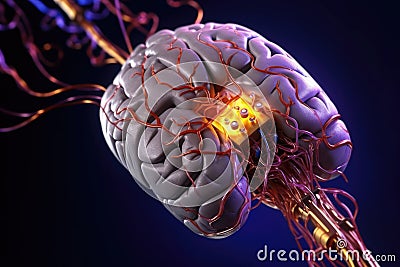 bionic chip implanted in brain for ai integration Stock Photo
