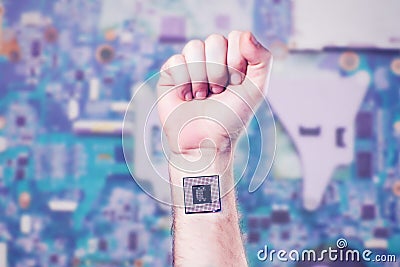 Bionic chip processor implant in human body - future technology and cybernetics concept Stock Photo