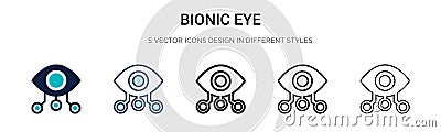 Bionic eye icon in filled, thin line, outline and stroke style. Vector illustration of two colored and black bionic eye vector Vector Illustration