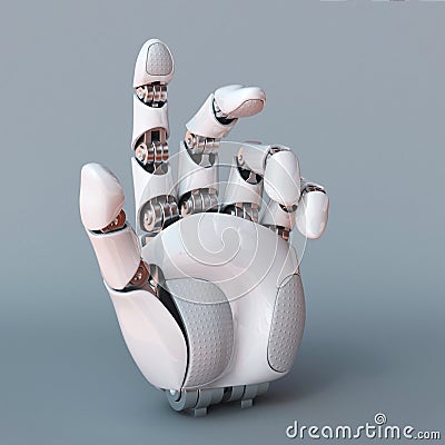 Bionic hand, robot arm 3d rendering Cartoon Illustration