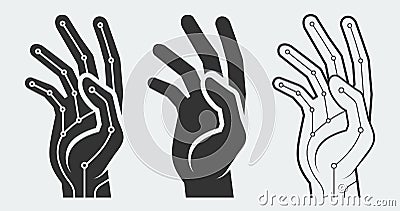 Bionic hand concept silhouettes Vector Illustration