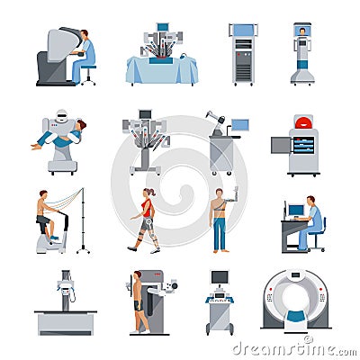 Bionic Icons With Surgical And Diagnostic Equipment Vector Illustration