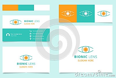 Bionic lens logo design with editable slogan. Branding book and business card template. Vector Illustration