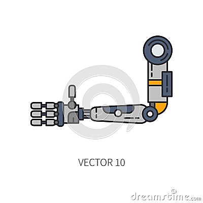 Bionic robot arm prosthesis color line icon. Bionic prosthesis limb. Biotechnology futuristic medicine. Future Vector Illustration