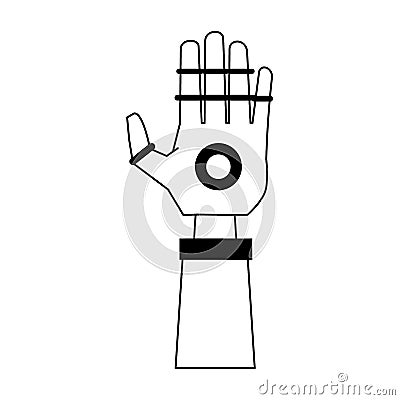 Bionic robot hand technology in black and white Vector Illustration