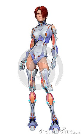 Bionic woman stand up Cartoon Illustration