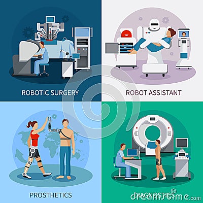 Bionic 2x2 Design Concept With Robotic Equipment Vector Illustration