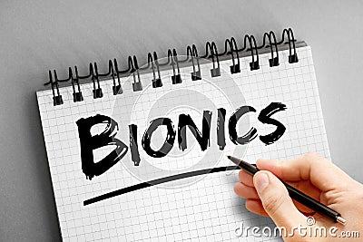 Bionics text on notepad, concept background Stock Photo