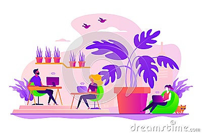 Biophilic design in workspace concept vector illustration Vector Illustration