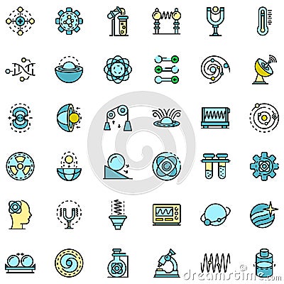 Biophysics icons set vector flat Vector Illustration