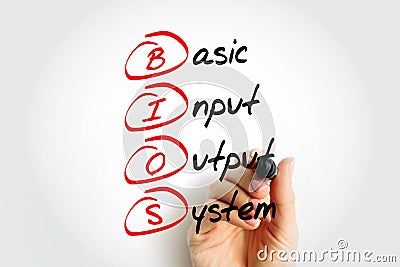BIOS - Basic Input Output System acronym, technology concept background Stock Photo