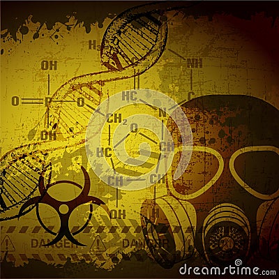 Biosecurity poster in grunge style virus mutation vector illustration Vector Illustration