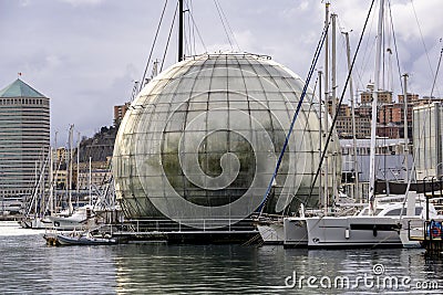 Biosphere in Genoa port, Italy Editorial Stock Photo
