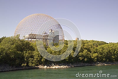 The Biosphere is a unique and spectacular site, former U.S. Pavillion at Expo 67 in Montreal Editorial Stock Photo