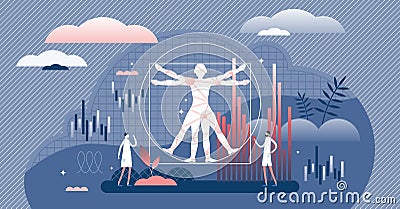 Biostatistics vector illustration. Statistical method tiny persons concept. Vector Illustration