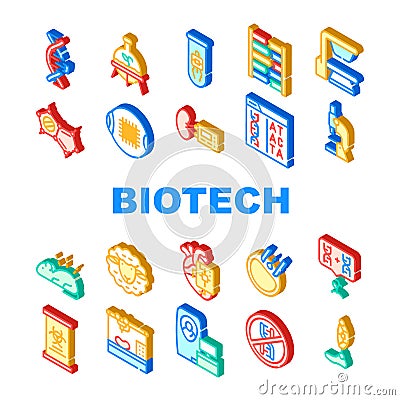 Biotech Technology Collection Icons Set Vector Illustrations Vector Illustration