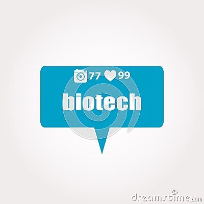 Biotech Text. Business concept . Labels with text, heart, camera and counters Stock Photo