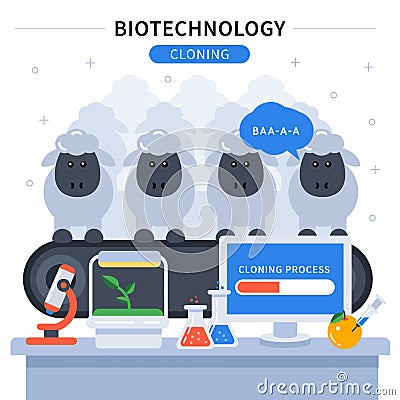 Biotechnology Colored Banner Vector Illustration