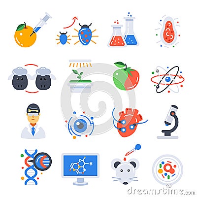 Biotechnology Colored Icon Set Vector Illustration