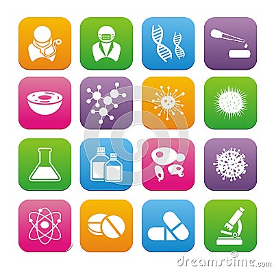 Biotechnology flat style icon sets Stock Photo