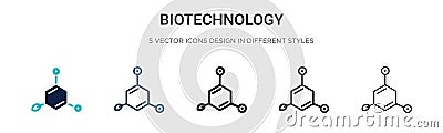 Biotechnology icon in filled, thin line, outline and stroke style. Vector illustration of two colored and black biotechnology Vector Illustration