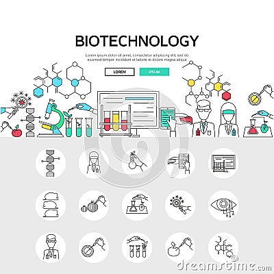 Biotechnology Linear Concept Vector Illustration