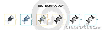 Biotechnology vector icon in 6 different modern styles. Black, two colored biotechnology icons designed in filled, outline, line Vector Illustration