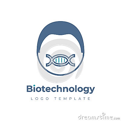 Biotechnology vector logo with the human face Vector Illustration