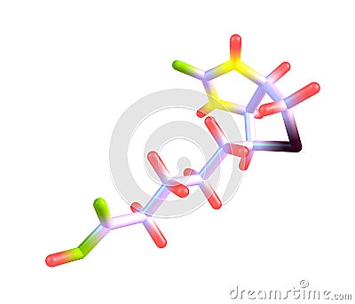 Biotin (B7) molecular structure on white background Stock Photo