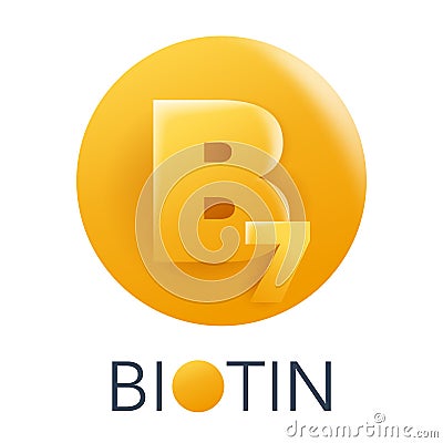 Biotin 3D icon - Vitamin B7 as dietary supplement Vector Illustration