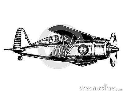 Biplane aircraft in flight Vector Illustration