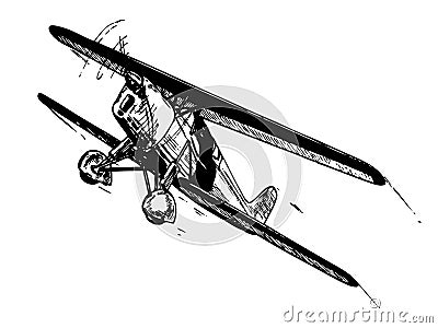 Biplane in flight Vector Illustration