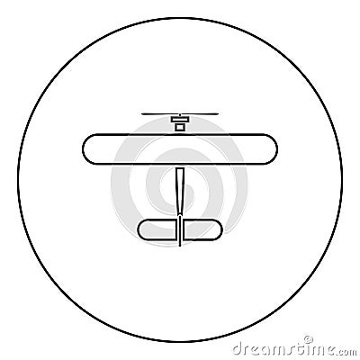 Biplane icon black color in circle Vector Illustration