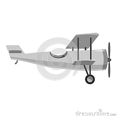 Biplane icon, gray monochrome style Vector Illustration